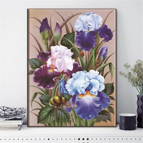 HUACAN DIY Cross Stitch Embroidery Flowers Cotton Thread Painting Kits Needlework 14CT Home Decoration