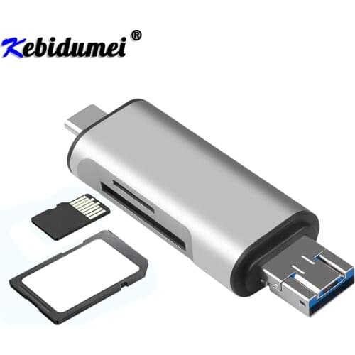 Kebidumei 5-in-1 Type C OTG SD Card Reader With USB Female Interface For PC USB 2.0 TF Memory Card Reader Adapter Computer