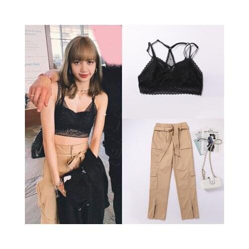 Kpop Seo Yea Ji IU Lee Ji Eun summer new loose khaki high waist overalls pants women korean streetwear casual Lace-up trousers