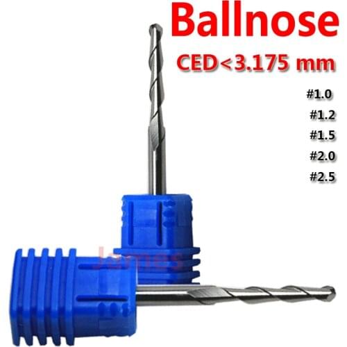 1pc 3.175mm SHK A series Milling cutter Ball nose 2 Flutes End Mill CNC BALLNOSE router bits Silhouette relief tools