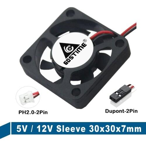 2pcs Gdstime 30x30x7mm DC Fan 12V 5V 3cm 30mm Cooler 3007 2Pin PH2.0 Dupont Connector DC Brushless Mini Cooler Cooling Fan