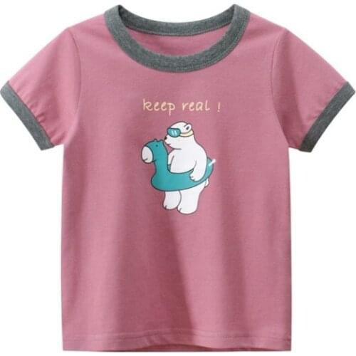 Summer Children Boy Girl Short Sleeve Print Cotton T-shirt Tops Clothes 1-9Y