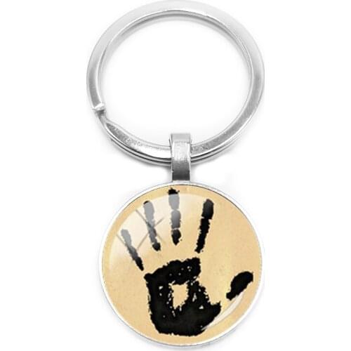 Hot! Handmade Fashion Brotherhood Puzzle Notes Keychain Divine Geometry Pendant Keyring Glass Convex Child Art Pendant Jewelry