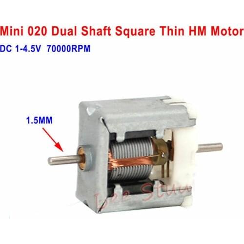 DC 1V-4.5V 3V 3.7V 58000RPM Mini Thin 020 Square bare Micro DC Motor 1.5mm Dual Shaft Axis DIY Hobby Toy Model Test experiment