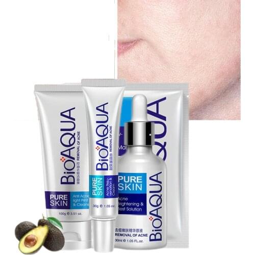 BIOAQUA Anti Acne Set Face Cream Facial Serum Mask Acne Treatment Oil Control Shrink Pores Moisturizing Whitening Skin Care