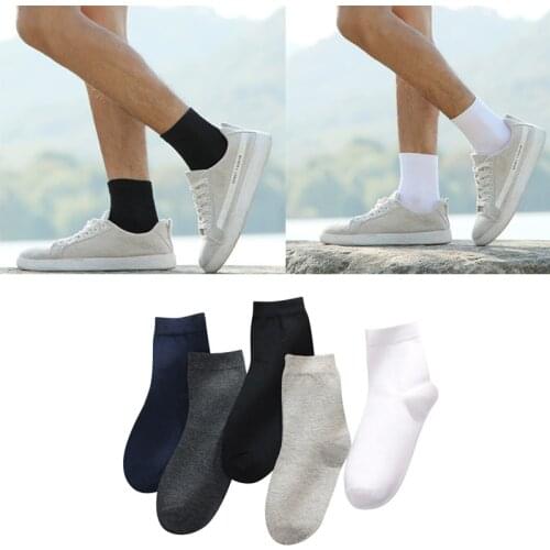 Casual Mens Polyester Cotton Socks Spring Autumn Black White Simple High Elasticity One Size Soft Breathable Male Sports Sox