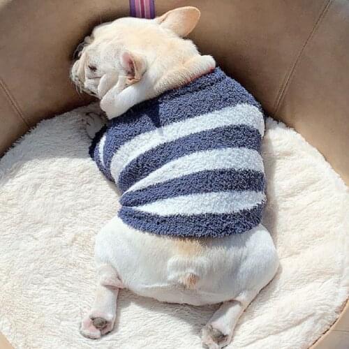 New Pet Dog Clothes Soft Striped Knit Sweater Cat Winter Clothes Fighting Schnauzer Keji Pet Clothes French Bulldog Clothes