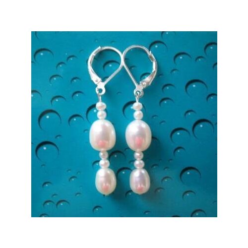 New Favorite Pearl Earring 9mm White Color Rice Freshwater Pearl S925 Silver Dangle Earring Leverbacks Fine Jewelry Lady Gift