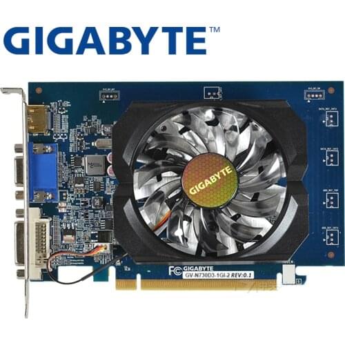 GIGABYTE Video Card Original GT730 1GB SDDR3 Graphics Cards for nVIDIA Geforce GPU games Used Cards Dvi VGA GT630 710