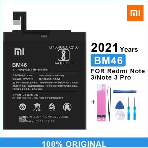 XiaoMi Original Battery BM46 For Redmi Note 3 / Note 3 Pro Genuine Phone Battery 4050mAh With Free Tools
