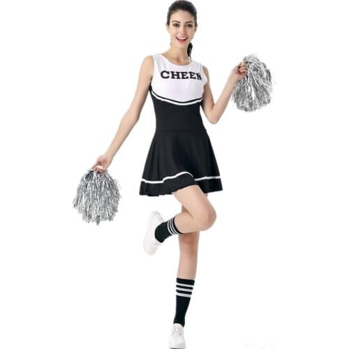 6 Colors Sexy High School Girl Sports Cheer Cheerleader Costumes Cheerleading Aerobics Sleeveless Dress