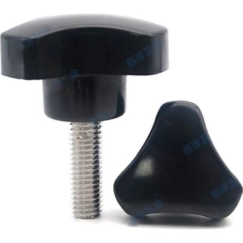 2pcs M8 Arc type knob Handle Screws Stainless Steel Rod Plastic Head Adjust Handwheel Triangle Knob Hand Bolts 10mm-100mm Length