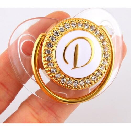 Transparent Baby Pacifier Luxury Initials Letter D Bling Bling Pacifier Rhinestone Twinkling BPA free Dummy