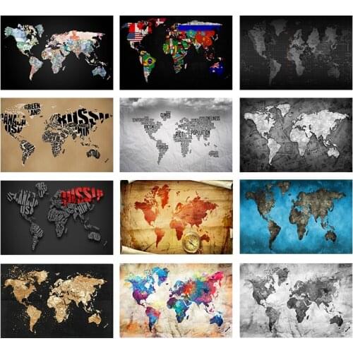 Modern World Map Canvas Painting Vintage Posters and Prints Print Mural Pictures for Living Room Home Wall Decoration Cuadros