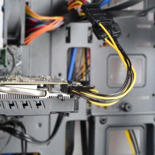 All Copper 8pin (6pin+2pin) to 15pin Sata Hard Disk Card Power Power Extension Cord Graphics Cable Card Supply Graphics P9U3