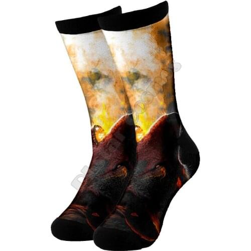 Moon Wolf High Socks 3d Printed Men For Women Funny socks fashion long Socks 07