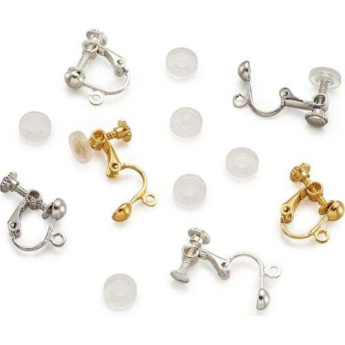 30pcs Brass Clip on Earring Findings with Plastic Ear Clip pad for Jewelry Making DIY Earring Accessories Findings 17x13.5x5mm