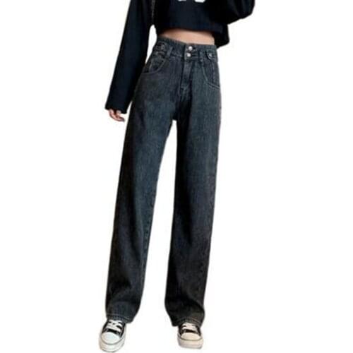 Woman Jeans Plush thickened wide-leg denim Clothing Blue Streetwear Vintage Quality Fashion Harajuku Straight Pants FC420