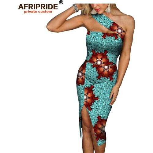 Women`s dresses african ankara fabric print strap sleeveless sexy club dress floral party dress wax attire AFRIPRIDE A1925052