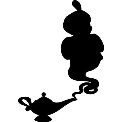 10.8cm*15.3cm Alladin Lamp Cartoon Fashion Car-Styling Stickers Decals Black/Silver S3-6421