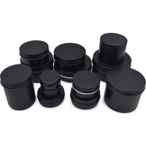 10g 20g 30g 50g 60g Aluminum Jars Matte Black Cosmetic Cream Lotion Bottles Makeup Facial Masks Lip Plumper Metal Tins for Girls