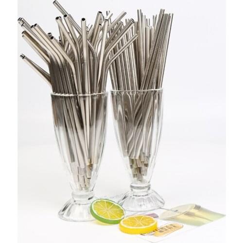 100pcs Metal Straws Can Be Reused 304 Stainless Steel Drinking Water Pipes Curved Straws And 50 Straight Straws 215 Mm x 6 Mm