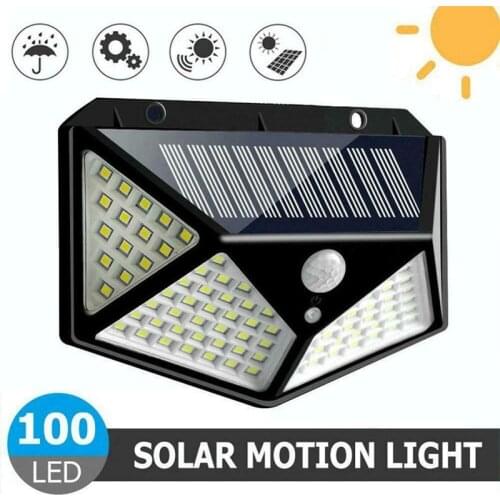 3 Modes 100 Led Bulb Solar Lights PIR Motion Sensor Human Body Induction Wall Lamp Garden Lantern
