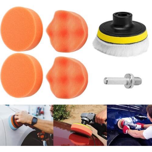 7Pcs Sponge Ball Polishing Disc3 4 5 6 7Inch Auto Beauty Waxing Polishing Wheel Self Adhesive Wheel Polishing Waxing Sponge Flat
