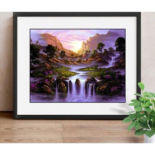 Diamond Painting Landscape 5D Diy Diamond Embroidery Mountain Full Round Mosaic Rhinestone Picture Garden Decoration