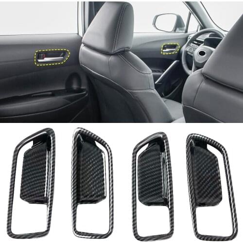 Car Accessories for Toyota Corolla Cross XG10 2020 2021 Carbon Fiber Look Interior Door Handles Bowl Cover Trim 4pcs
