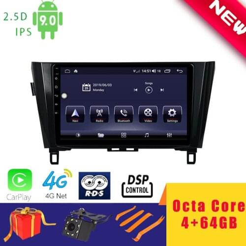 10.1" Android 10.0 Car Multimedia Player Stereo for Nissan Qashqai X-Trail 2013~2016 Head Unit Octa Core DSP 2.5D+IPS 4G Carplay