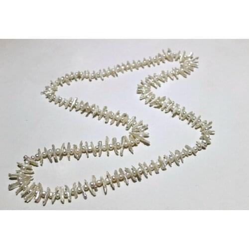 White Freshwater pearl sweater Necklace special-shaped36INCH