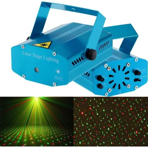 DJ Disco Mini LED Red & Green Laser Projector Stage Lighting Effect Patterns Voice-control Xmas Party Club Light Adjustment