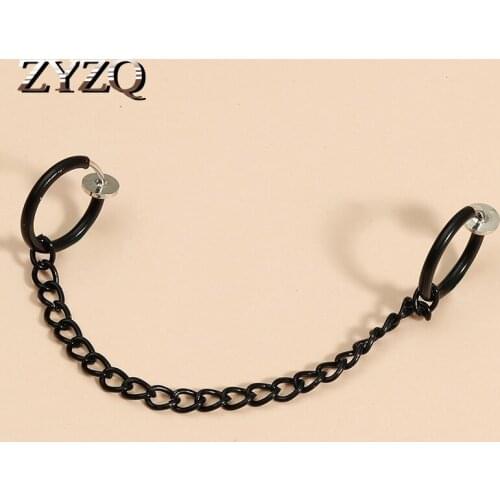 ZYZQ French Punk Hip-hop Long Chain Hoop Earrings For Men and Women New Temperament Earrings Couple Jewelry Trendy 2021