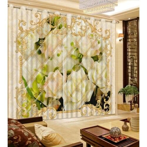 European Marble Curtain pattern Curtain Large Blackout Curtains For Living room thickness beautiful Sheer Curtains