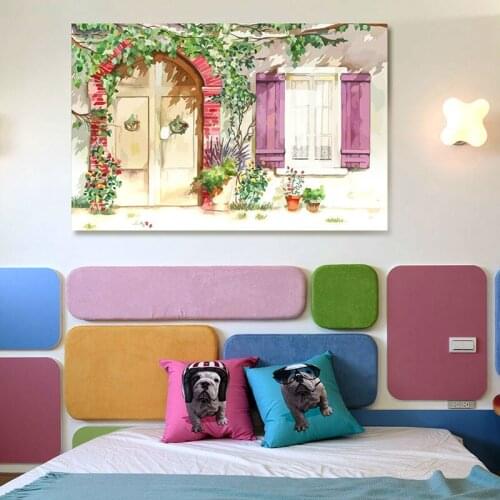 Fantasy of the door the Dream gate beautiful plants flowers on the wall digital paint by numbers gift for children home decor