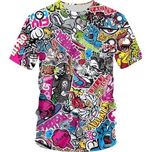 OGKB Summer Short Sleeve Tshirt Cool Graffiti 3D Printed T Shirt Men Women Fashion Streetwear Hip Hop Tops Teens Shirt Oversize