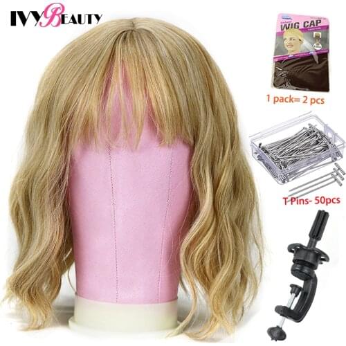 Training Mannequin Head Canvas Block Head for Styling Making Displaying Manikin Head Wig Stand With Head Wig Holder Supports