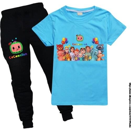 Cocomelon Boys Clothes Set Summer Kids Pants Baby Cocomelon T Shirt+ Pants Girls Outfit Sport Suit Children Clothing Set
