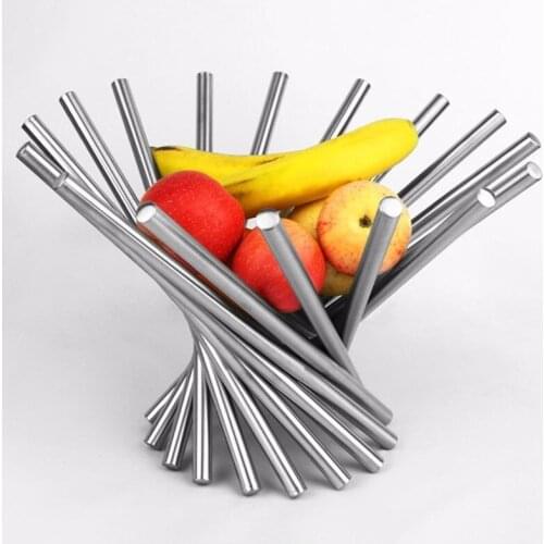 Creative modern stainless steel fruit tray rotating fashion fruit filter basket personalized fruit bowl 3