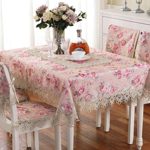 Lace Fabric Wallpapers European Pink Printing Table Cloth cha ji bu Table