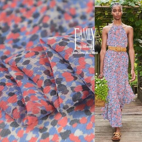Fashion spots print pure silk crinkle Georgette Gauze Fabric for dress skirt Diy,SCG703