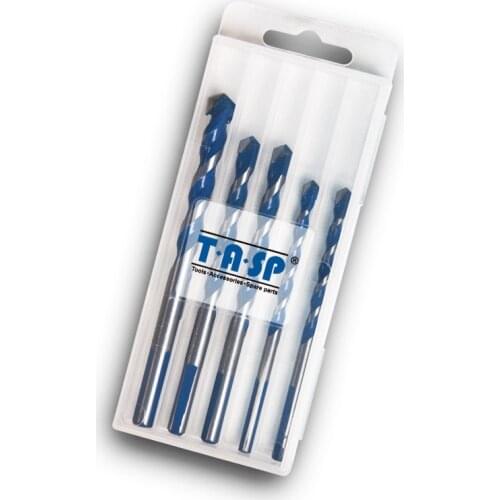 5pcs Carbide Tips Drill Bit Set Multi Construction Purpose Ceramic Tile Drill Bits Twist Drill for Metal Tile Wood Brick Glass