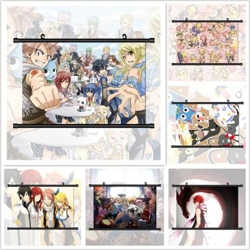 Fairy Tail Natsu Lucy Erza Anime Manga HD Print Wall Poster Scroll