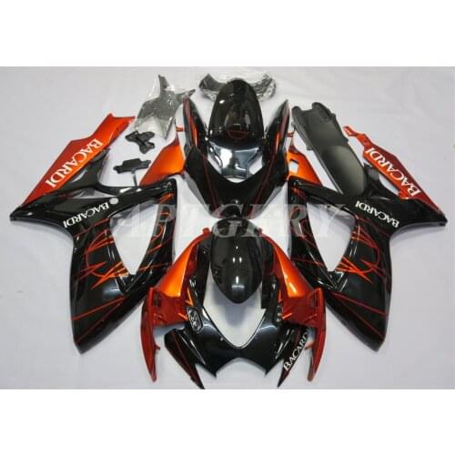 New ABS Plastic Shell Motorcycle Fairing kit Fit For Suzuki GSXR600 GSXR750 K6 2006 2007 06 07 Bodywork set Custom Black Orange