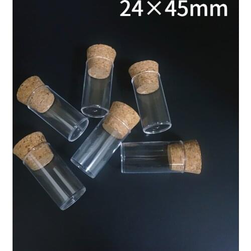 20pcs 30pcs 50pcs 100pcs 24x45mm Flat Bottom Tea Plastic Test Tube Drosophila Vials Culture Tube With Cork Stoppers