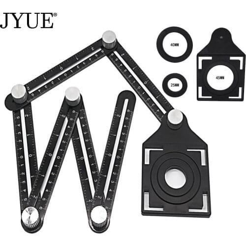 Professional aluminum alloy six-fold ruler angle measurement ceramic tile hole opener folding ruler positioning punch tool