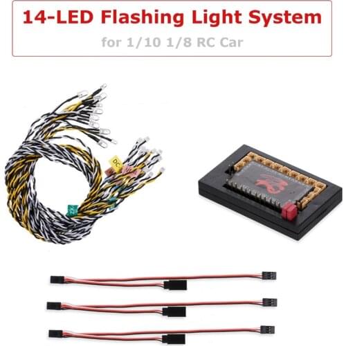 Remote Control 4wd Light Kit 14-LED Flashing Light System 1/10 1/8 Lamp Kit Vehicles Dual Power Supply Accessory Easy Install
