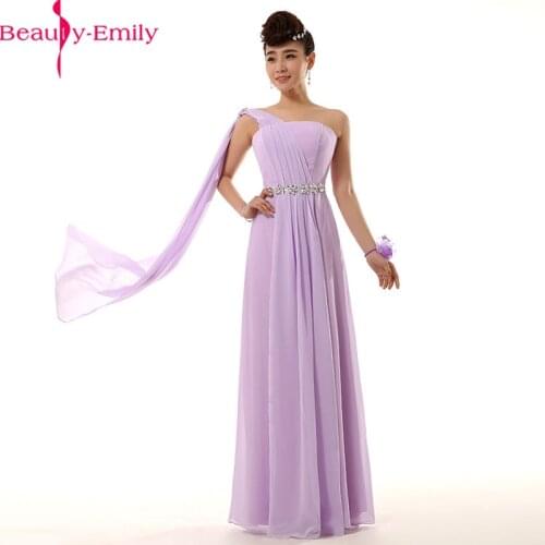 Romantic Boat Neck Sleeveless Cheap Women Bridesmaid Dresses 2021 Long Charming One Shoulder Lace Up Back Wedding Party Dress