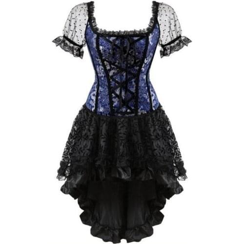 Sexy Corselet For Women Plus Size Costume Overbust Burlesque Corset And Skirt Set Irregular Lace Up Gothic Bustier Corset Dress